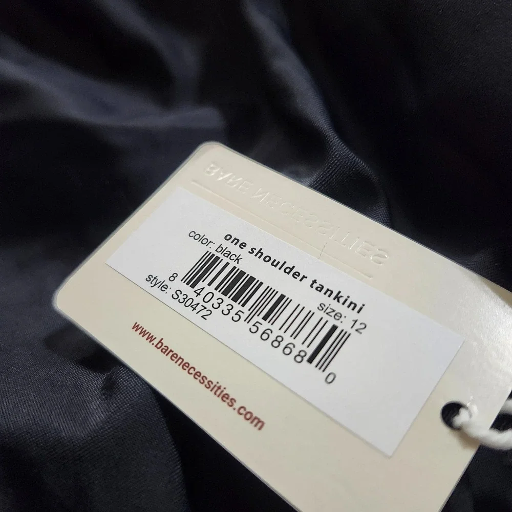BARE Tankini Top Size 12 The Slimming Grecian TankinI One Shoulder Black Swim